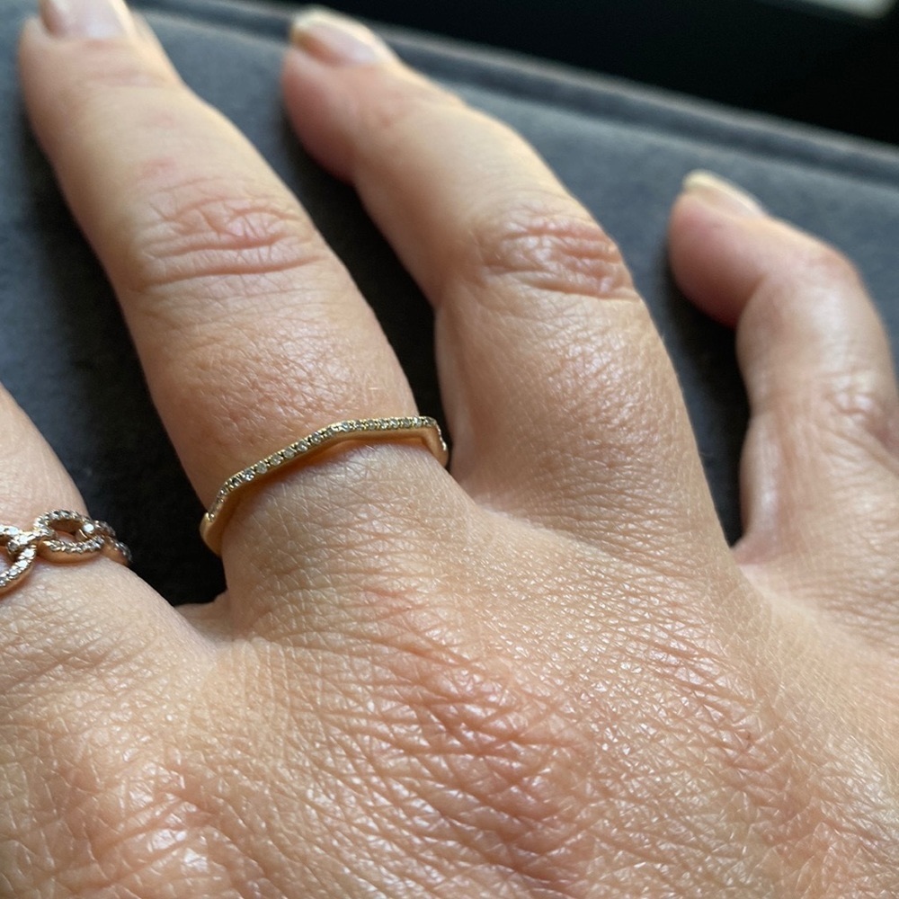 REAL DIAMONDS solid YELLOW GOLD ring  6 6.5 6 1/2 band pavè diamond stones kt